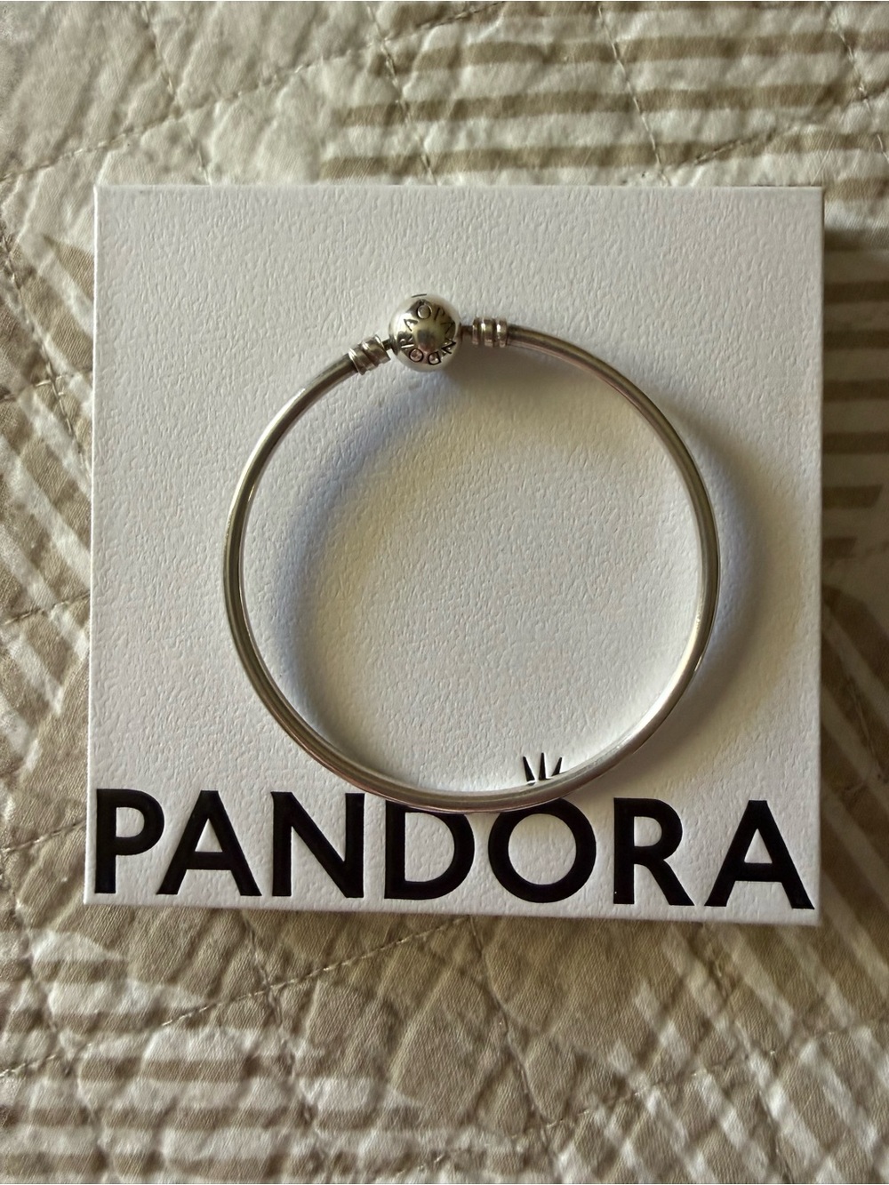 Pandora Silver Bangle Bracelet with Logo Clasp